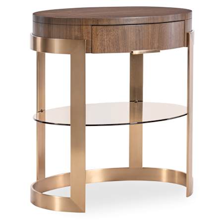 Hooker Furniture Eleana 29" Diameter Oval Nightstand Light Caramel / Sunlight Bronze