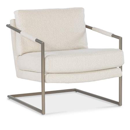 Hooker Furniture Moody 30" Wide Metal Accent Chair Stainless Steel / Inverness Natural