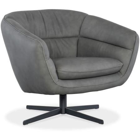 Hooker Furniture Mina 32" Wide Wood Framed Leather Accent Swivel Chair Buckskin Dark Gray