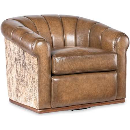 Hooker Furniture Spencer 34" Wide Leather Chair Nature / Light Brindle Hair