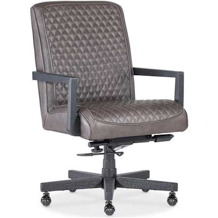Hooker Furniture Shadow 29" Wide Leather Office Chair Ankur Dark Brown / Dark Wood