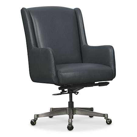 Hooker Furniture Benito 25" Wide Leather Accent Chair Gun Metal / Salvo Denim