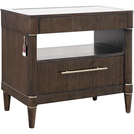 Hooker Furniture Asher Park 32" Wide 1 Drawer Eucalyptus Wood Nightstand Piano Brown