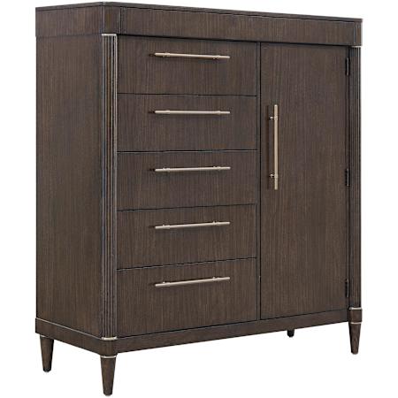 Hooker Furniture Asher Park 52" Wide 6 Drawer Eucalyptus Wood Tower Dresser Piano Brown