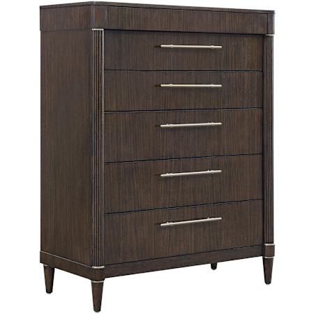 Hooker Furniture Asher Park 42" Wide 6 Drawer Eucalyptus Wood Tower Dresser Piano Brown
