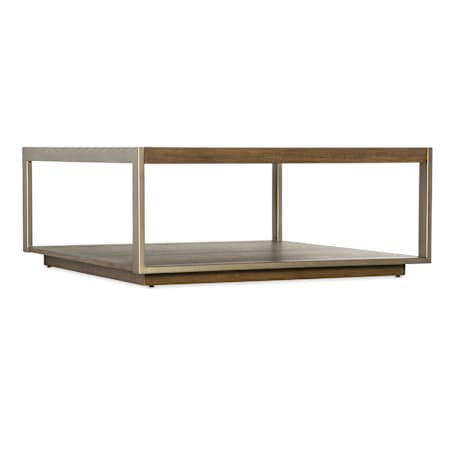 Hooker Furniture Hammon 42" Wide Square Metal, White Oak Coffee Table Medium Oak / Champagne