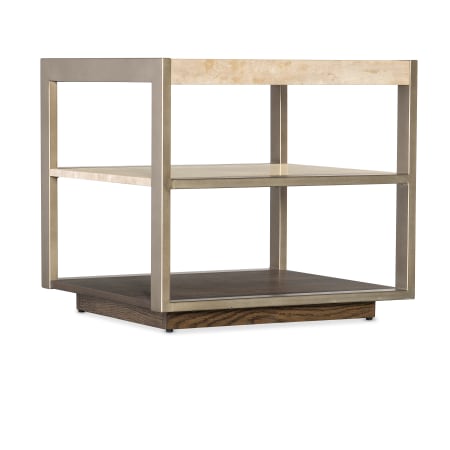 Hooker Furniture Hammon 24" Wide Square Marble Top Metal, White Oak End Table Medium Oak / Champagne / Marble