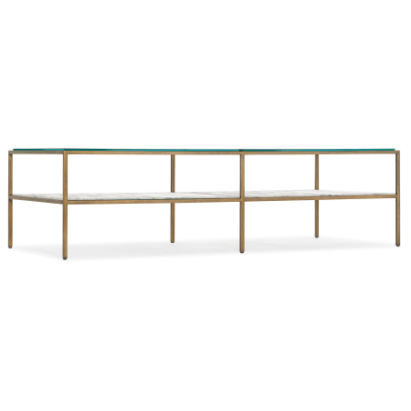 Hooker Furniture Cashel 62" Wide Marble Top Stainless Steel, Tempered Glass Coffee Table Marble / White / Gray / Gold