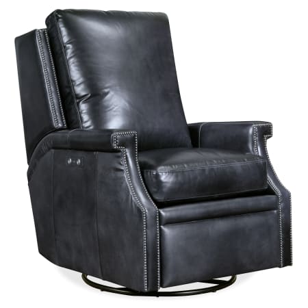 Hooker Furniture Collin 30" Wide Luxury Aniline Leather Power Recliner w/ Swivel Base and Glider Motion Checkmate Champion
