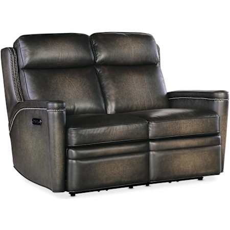 Hooker Furniture Hamilton 56" Wide Leather Sofa with USB Ports Sarzana Castle