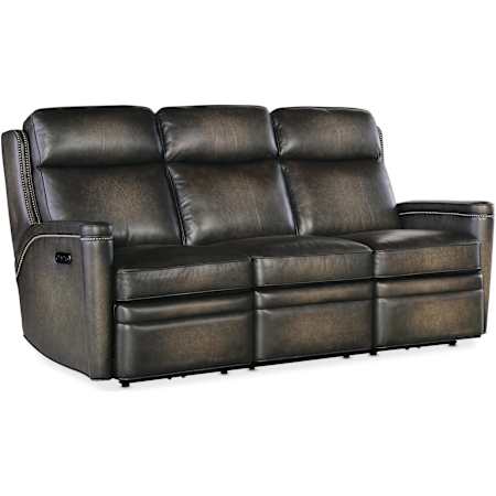 Hooker Furniture Hamilton 79" Wide Leather Sofa with Bustle Back Sarzana Castle