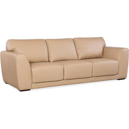 Hooker Furniture Keys 97" Wide Leather Sofa with Block Feet Verona Biscotti