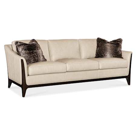 Hooker Furniture Sophia 86" Wide Leather Sofa Stonewash / Caviar