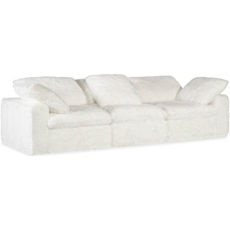 Hooker Furniture Barefoot 125" Wide Wood and Fabric Sofa with Loose Pillows Yakety Yak Natural