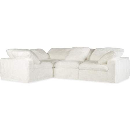 Hooker Furniture Barefoot 125" Wide L-Shaped Wood and Fabric Sofa with Loose Pillows Yakety Yak Natural