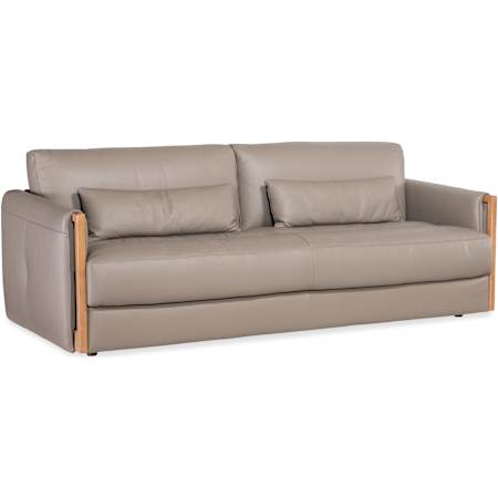 Hooker Furniture Meridian 91" Wide Leather Sofa with Lumbar Pillows Miami Truffle / Light Wood