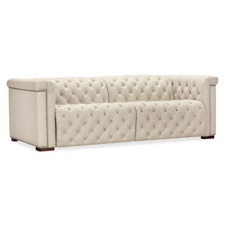 Hooker Furniture Savion 90" Wide Fabric and Leather Sofa Dark Wood / Aries Beach