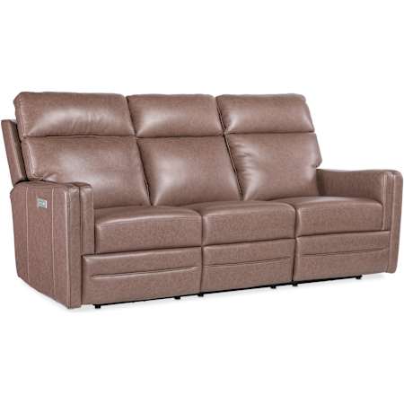 Hooker Furniture Twain 85" Wide Leather Sofa with Lumbar Control Umber