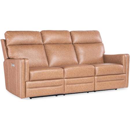 Hooker Furniture Twain 85" Wide Leather Sofa with Lumbar Control Fawn