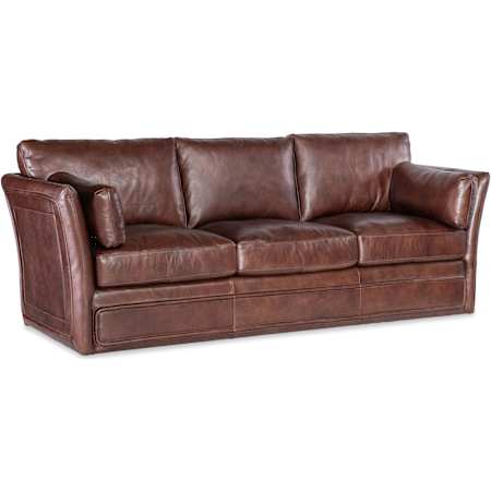 Hooker Furniture Woodstock 92" Wide Leather Sofa with Accent Pillows Truffle