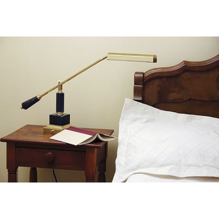 House of Troy Contemporary / Modern Piano Lamp from the Balance Arm Collection Polished Brass / Black Marble