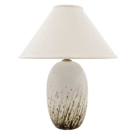 House of Troy Scatchard Single Light 28-1/2" High Vase Table Lamp with Linen Hardback Shade Decorated White Gloss
