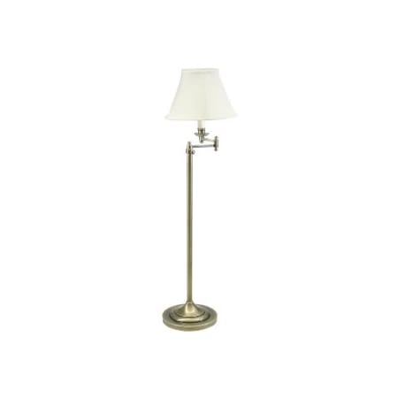 House of Troy Club 1 Light Adjustable Swing Arm Floor Lamp Antique Brass / Off-White