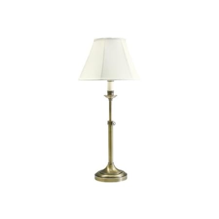 House of Troy Club 1 Light Table Lamp with Adjustable Height Antique Brass / Off-White