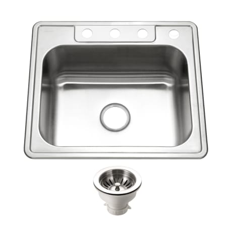 Houzer Glowtone 25" Drop In Single Basin Stainless Steel Kitchen Sink with Basket Strainer Stainless Steel