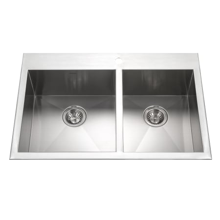 Houzer Bellus 33" Drop In Double Basin Stainless Steel Kitchen Sink with Basin Rack and Basket Strainer Stainless Steel