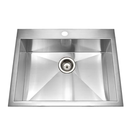 Houzer Bellus 25" Drop In Single Basin Stainless Steel Kitchen Sink with Basin Rack and Basket Strainer Stainless Steel