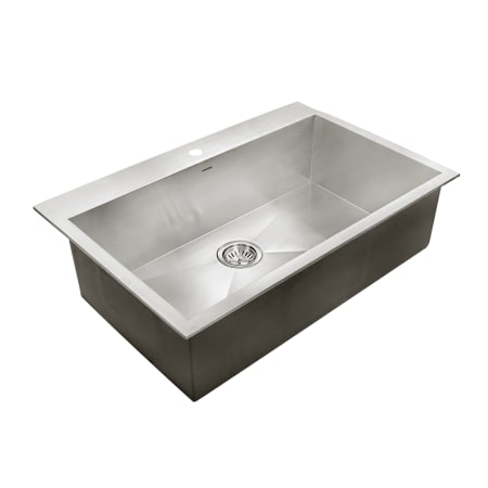 Houzer Bellus 33" Drop In Single Basin Stainless Steel Kitchen Sink with Basin Rack and Basket Strainer Stainless Steel