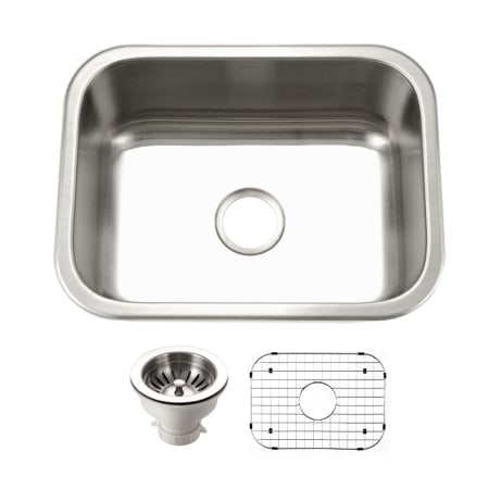 Houzer Belleo 23-3/16" Drop In Single Basin Stainless Steel Kitchen Sink with Basin Rack and Basket Strainer Stainless Steel