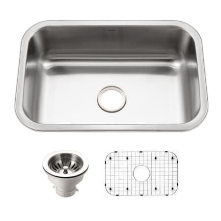 Houzer Belleo 26-1/2" Drop In Single Basin Stainless Steel Kitchen Sink with Basin Rack and Basket Strainer Stainless Steel