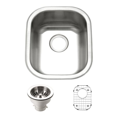 Houzer Club 13-5/8" Undermount Single Basin Stainless Steel Bar Sink with Basin Rack and Basket Strainer Stainless Steel