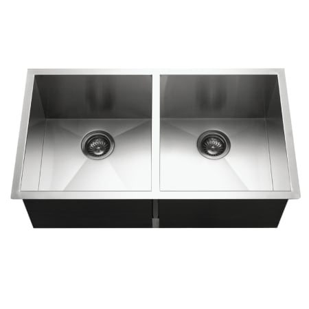 Houzer Contempo 33" Undermount Double Basin Stainless Steel Kitchen Sink with Basin Rack and Basket Strainer Stainless Steel