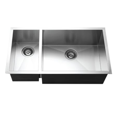 Houzer Contempo 33" Undermount Double Basin Stainless Steel Kitchen Sink with Basin Rack and Basket Strainer Stainless Steel