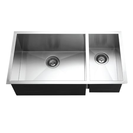 Houzer Contempo 33" Undermount Double Basin Stainless Steel Kitchen Sink with Basin Rack and Basket Strainer Stainless Steel