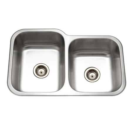 Houzer Elite 31-1/2" Undermount Double Basin Stainless Steel Kitchen Sink with Basket Strainer Stainless Steel