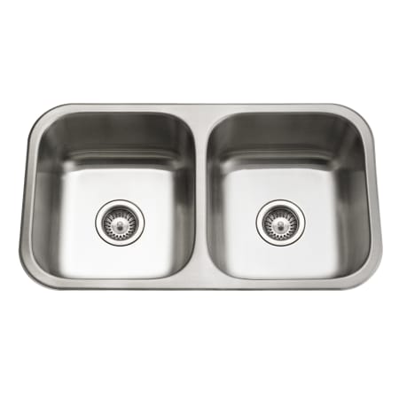 Houzer Elite 31-1/2" Undermount Double Basin Stainless Steel Kitchen Sink with Basket Strainer Stainless Steel