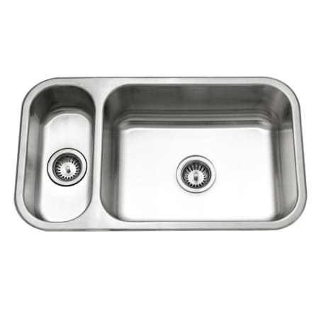 Houzer Elite 31-1/2" Undermount Double Basin Stainless Steel Kitchen Sink with Basket Strainer Stainless Steel