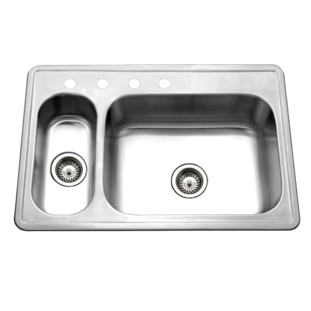 Houzer Legend 33" Drop In Double Basin Stainless Steel Kitchen Sink with Basket Strainer Stainless Steel
