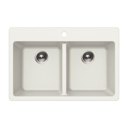 Houzer Quartztone 33" Drop In Double Basin Granite Composite Kitchen Sink Cloud