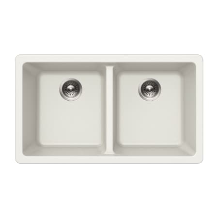 Houzer Quartztone 31-1/8" Undermount Double Basin Granite Composite Kitchen Sink Cloud