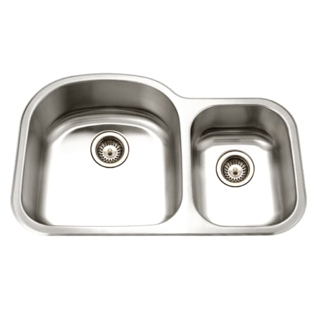 Houzer Medallion Designer 32-1/2" Undermount Double Basin Stainless Steel Kitchen Sink with Basket Strainer Stainless Steel