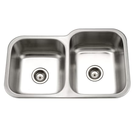 Houzer Medallion Classic 31-1/2" Undermount Double Basin Stainless Steel Kitchen Sink with Basket Strainer Stainless Steel