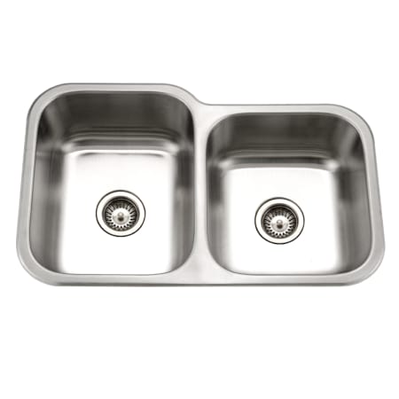 Houzer Medallion Classic 31-1/2" Undermount Double Basin Stainless Steel Kitchen Sink with Basket Strainer Stainless Steel