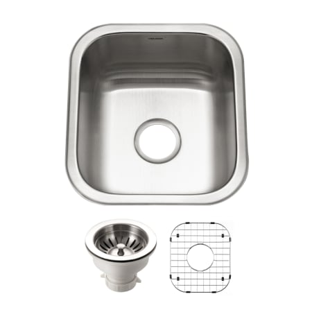 Houzer Club 16-1/4" Undermount Single Basin Stainless Steel Bar Sink with Basin Rack and Basket Strainer Stainless Steel