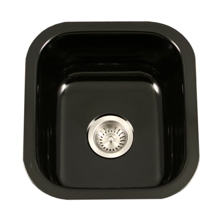 Houzer Porcela 15-5/8" Undermount Single Basin Porcelain, Stainless Steel Bar Sink Black