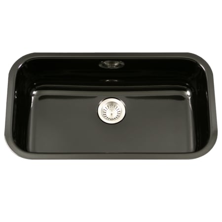 Houzer Porcela 30-7/8" Undermount Single Basin Porcelain, Stainless Steel Kitchen Sink Black
